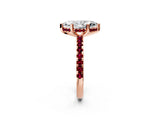 Rose gold Marquise Cut Diamond Solitaire Ring with Round with Garnet side stone Pavé Band and Four-Prong Setting_38