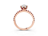 Rose gold Marquise Cut Diamond Solitaire Ring with Round with Garnet side stone Pavé Band and Four-Prong Setting_39