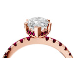 Rose gold Marquise Cut Diamond Solitaire Ring with Round with Garnet side stone Pavé Band and Four-Prong Setting_40