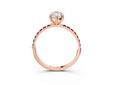 Rose gold Marquise Cut Diamond Solitaire Ring with Round with Garnet side stone Pavé Band and Prong Setting_27