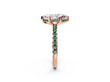 Rose gold Marquise Cut Diamond Solitaire Ring with Round with Green Sapphire side stone Pavé Band and Four-Prong Setting_38