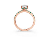 Rose gold Marquise Cut Diamond Solitaire Ring with Round with Green Sapphire side stone Pavé Band and Four-Prong Setting_39