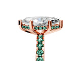 Rose gold Marquise Cut Diamond Solitaire Ring with Round with Green Sapphire side stone Pavé Band and Four-Prong Setting_41