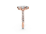 Rose gold Marquise Cut Diamond Solitaire Ring with Round with Moissanite side stone Pavé Band and Four-Prong Setting_38