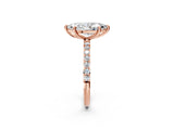 Rose gold Marquise Cut Diamond Solitaire Ring with Round with Moissanite side stone Pavé Band and Prong Setting_14