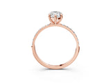 Rose gold Marquise Cut Diamond Solitaire Ring with Round with Moissanite side stone Pavé Band and Prong Setting_15
