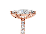 Rose gold Marquise Cut Diamond Solitaire Ring with Round with Moissanite side stone Pavé Band and Prong Setting_17