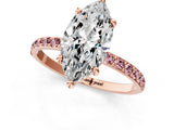 Rose gold Marquise Cut Diamond Solitaire Ring with Round with Morganite side stone Pavé Band and Prong Setting_13