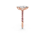 Rose gold Marquise Cut Diamond Solitaire Ring with Round with Morganite side stone Pavé Band and Prong Setting_14