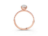 Rose gold Marquise Cut Diamond Solitaire Ring with Round with Morganite side stone Pavé Band and Prong Setting_15