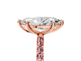 Rose gold Marquise Cut Diamond Solitaire Ring with Round with Morganite side stone Pavé Band and Prong Setting_17