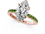 Rose gold Marquise Cut Diamond Solitaire Ring with Round with Peridot side stone Pavé Band and Four-Prong Setting_37