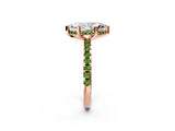 Rose gold Marquise Cut Diamond Solitaire Ring with Round with Peridot side stone Pavé Band and Four-Prong Setting_38