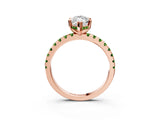 Rose gold Marquise Cut Diamond Solitaire Ring with Round with Peridot side stone Pavé Band and Four-Prong Setting_39