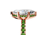 Rose gold Marquise Cut Diamond Solitaire Ring with Round with Peridot side stone Pavé Band and Four-Prong Setting_41