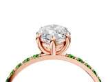 Rose gold Marquise Cut Diamond Solitaire Ring with Round with Peridot side stone Pavé Band and Prong Setting_4