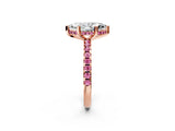 Rose gold Marquise Cut Diamond Solitaire Ring with Round with Pink Sapphire side stone Pavé Band and Four-Prong Setting_38