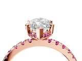 Rose gold Marquise Cut Diamond Solitaire Ring with Round with Pink Sapphire side stone Pavé Band and Four-Prong Setting_40