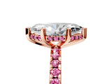 Rose gold Marquise Cut Diamond Solitaire Ring with Round with Pink Sapphire side stone Pavé Band and Four-Prong Setting_41