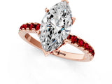 Rose gold Marquise Cut Diamond Solitaire Ring with Round with Ruby side stone Pavé Band and Four-Prong Setting_37