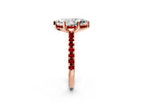 Rose gold Marquise Cut Diamond Solitaire Ring with Round with Ruby side stone Pavé Band and Four-Prong Setting_38