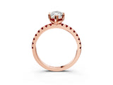 Rose gold Marquise Cut Diamond Solitaire Ring with Round with Ruby side stone Pavé Band and Four-Prong Setting_39