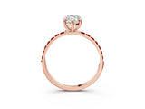 Rose gold Marquise Cut Diamond Solitaire Ring with Round with Ruby side stone Pavé Band and Prong Setting_39