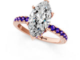 Rose gold Marquise Cut Diamond Solitaire Ring with Round with Tanzanite side stone Pavé Band and Four-Prong Setting_37