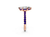 Rose gold Marquise Cut Diamond Solitaire Ring with Round with Tanzanite side stone Pavé Band and Four-Prong Setting_38