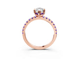 Rose gold Marquise Cut Diamond Solitaire Ring with Round with Tanzanite side stone Pavé Band and Four-Prong Setting_39