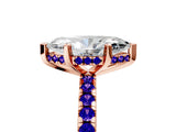 Rose gold Marquise Cut Diamond Solitaire Ring with Round with Tanzanite side stone Pavé Band and Four-Prong Setting_41