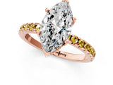 Rose gold Marquise Cut Diamond Solitaire Ring with Round with Yellow Sapphire side stone Pavé Band and Four-Prong Setting_37