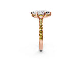 Rose gold Marquise Cut Diamond Solitaire Ring with Round with Yellow Sapphire side stone Pavé Band and Four-Prong Setting_38