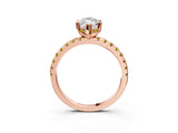 Rose gold Marquise Cut Diamond Solitaire Ring with Round with Yellow Sapphire side stone Pavé Band and Four-Prong Setting_39
