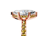 Rose gold Marquise Cut Diamond Solitaire Ring with Round with Yellow Sapphire side stone Pavé Band and Four-Prong Setting_41