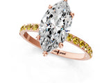 Rose gold Marquise Cut Diamond Solitaire Ring with Round with Yellow Sapphire side stone Pavé Band and Prong Setting_25