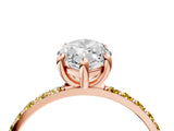 Rose gold Marquise Cut Diamond Solitaire Ring with Round with Yellow Sapphire side stone Pavé Band and Prong Setting_28