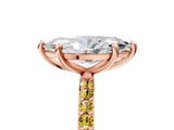 Rose gold Marquise Cut Diamond Solitaire Ring with Round with Yellow Sapphire side stone Pavé Band and Prong Setting_29