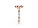 Rose gold Marquise Cut Diamond Solitaire Ring with Shared Prong Pavé Band and Four-Prong Setting_92