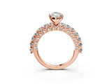 Rose gold Marquise Cut Diamond Solitaire Ring with Shared Prong Pavé Band and Four-Prong Setting_93