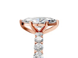 Rose gold Marquise Cut Diamond Solitaire Ring with Shared Prong Pavé Band and Four-Prong Setting_95