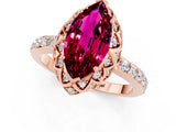 Rose gold Marquise Cut Diamond Solitaire Ring with Shared Prong Pavé Band_1