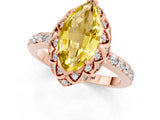 Rose gold Marquise Cut Diamond Solitaire Ring with Shared Prong Pavé Band_1