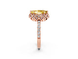 Rose gold Marquise Cut Diamond Solitaire Ring with Shared Prong Pavé Band_2