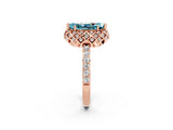 Rose gold Marquise Cut Diamond Solitaire Ring with Shared Prong Pavé Band_2