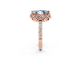 Rose gold Marquise Cut Diamond Solitaire Ring with Shared Prong Pavé Band_2