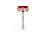 Rose gold Marquise Cut Diamond Solitaire Ring with Shared Prong Pavé Band_2