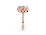 Rose gold Marquise Cut Diamond Solitaire Ring with Shared Prong Pavé Band_2