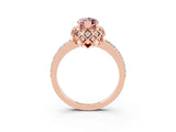 Rose gold Marquise Cut Diamond Solitaire Ring with Shared Prong Pavé Band_3