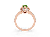 Rose gold Marquise Cut Diamond Solitaire Ring with Shared Prong Pavé Band_3